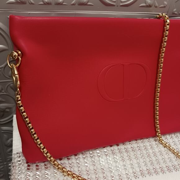 DIOR Crossbody Red Pink REVERSIBLE Shoulder Bag Flat Beaute Cosmetic Converted - Picture 11 of 16